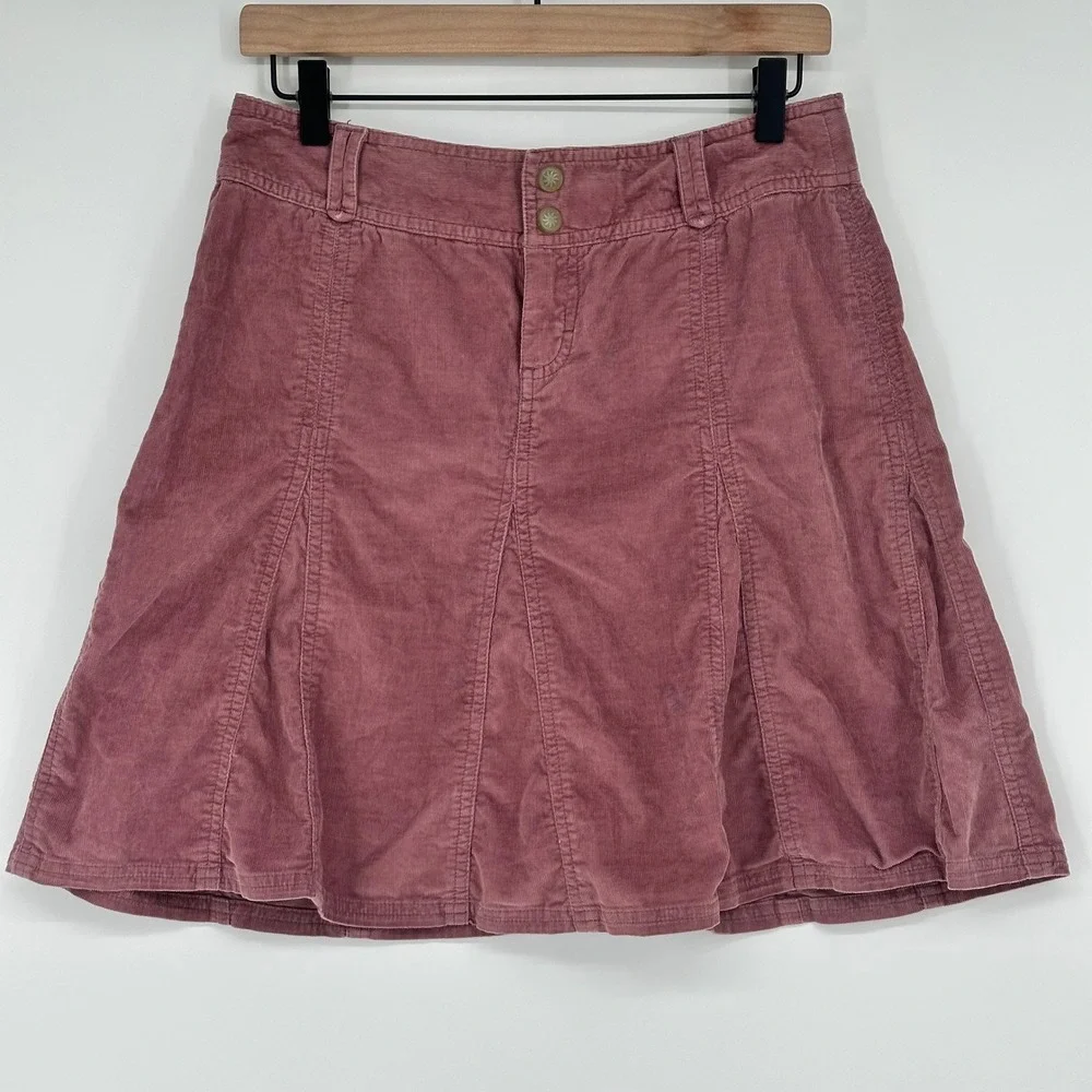 Athleta‎ fine whale Corduroy Mauve wherever Skirt Size 4 Pink Dusty Rose Pocket